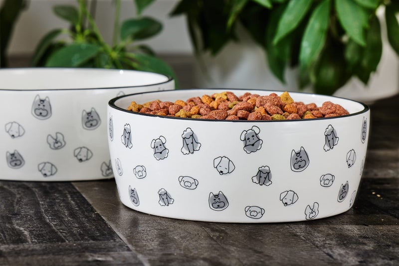 Pearhead Ceramic Dog Bowl, Holds 9 Cups, Dog Faces Pattern Stoneware Food and Water Dish, Microwave and Dishwasher Safe, XL - Image 5