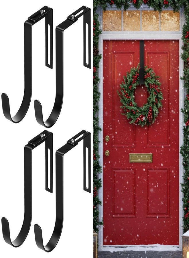 ليفيدي مجموعة LEIFIDE من 4 قطع من علاقات أكاليل عيد الميلاد قابلة لتعديل العرض للباب الأمامي، من 1.5 إلى 3.78 بوصة، خطاف كبير لتزيين الباب، سعة 20 رطلاً، أسود - Image 1