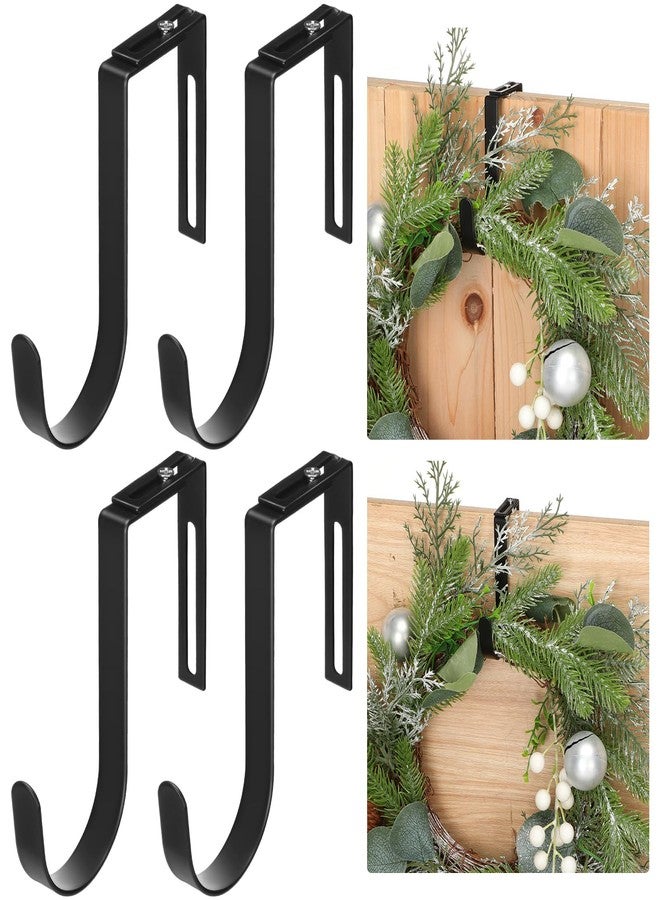 ليفيدي مجموعة LEIFIDE من 4 قطع من علاقات أكاليل عيد الميلاد قابلة لتعديل العرض للباب الأمامي، من 1.5 إلى 3.78 بوصة، خطاف كبير لتزيين الباب، سعة 20 رطلاً، أسود - Image 3