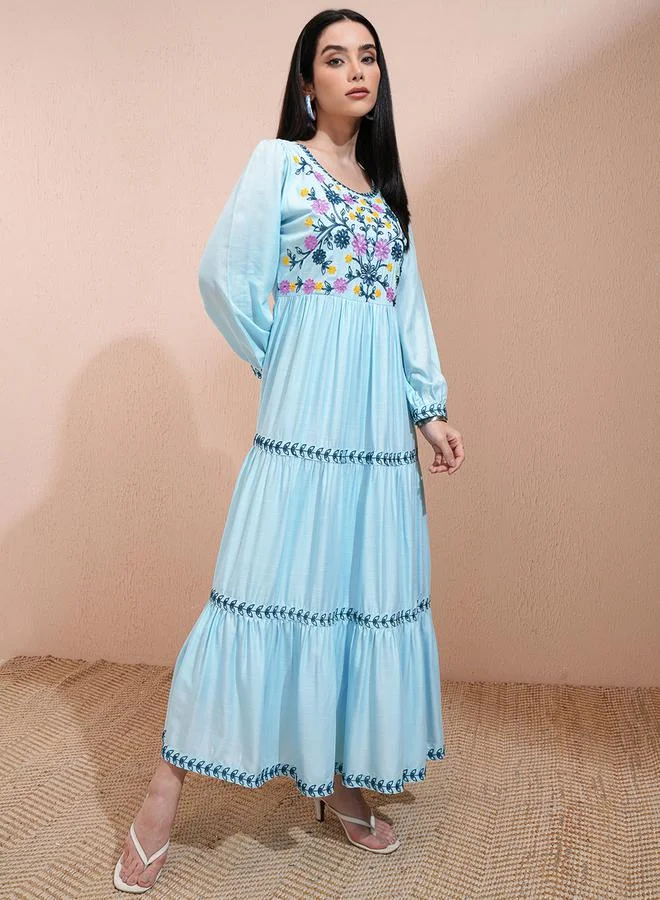 فيشود Embroidered Tiered Dress