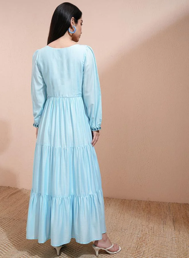 فيشود Embroidered Tiered Dress
