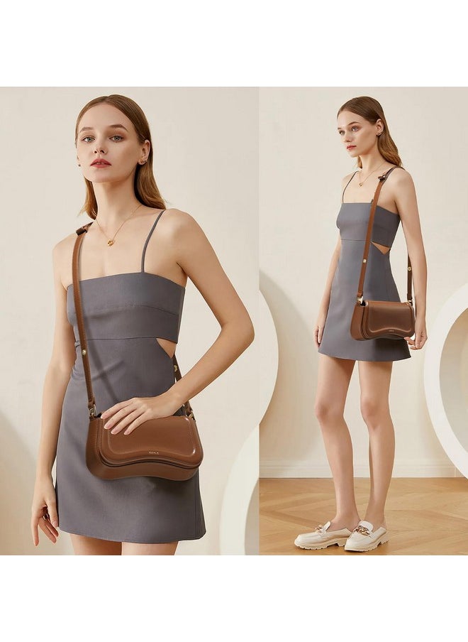 Keyli Keyli Shoulder Bag for Women mini Crossbody Purses Retro Classic Handbag Waterproof Vegan Leather Clutch Tote Hobo Purse Designer Bags with Adjustable Strap Brown  - Image 2