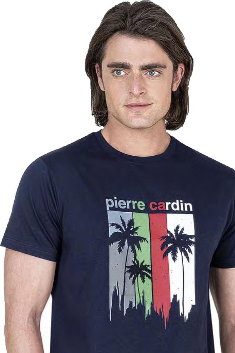 pierre cardin 100% Cotton Full Pattern Pajama Set, Men's T-Shirt Trouser Set, Pockets - Image 2