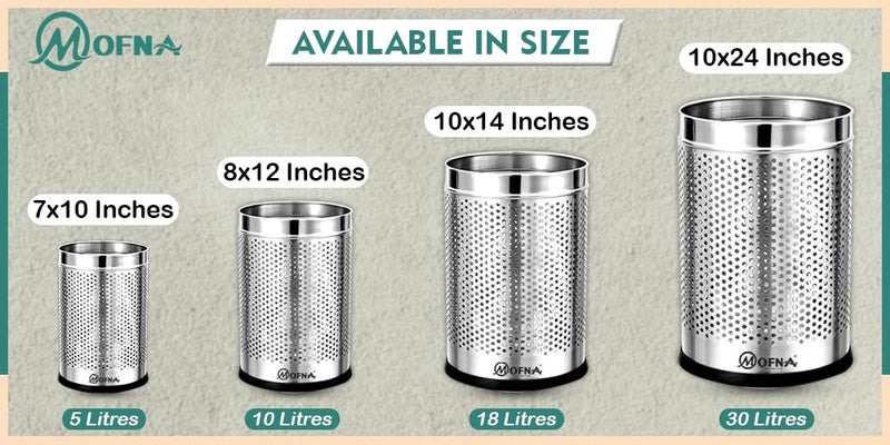 mofna Mofna Stainless Steel Perforated Type Dustbin 7x10 Inch 5 Liter Pack of 3 Pcs Trash can Garbage Bin Paper Bin  - Image 5