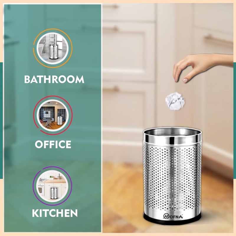 mofna Mofna Stainless Steel Perforated Type Dustbin 7x10 Inch 5 Liter Pack of 3 Pcs Trash can Garbage Bin Paper Bin  - Image 3