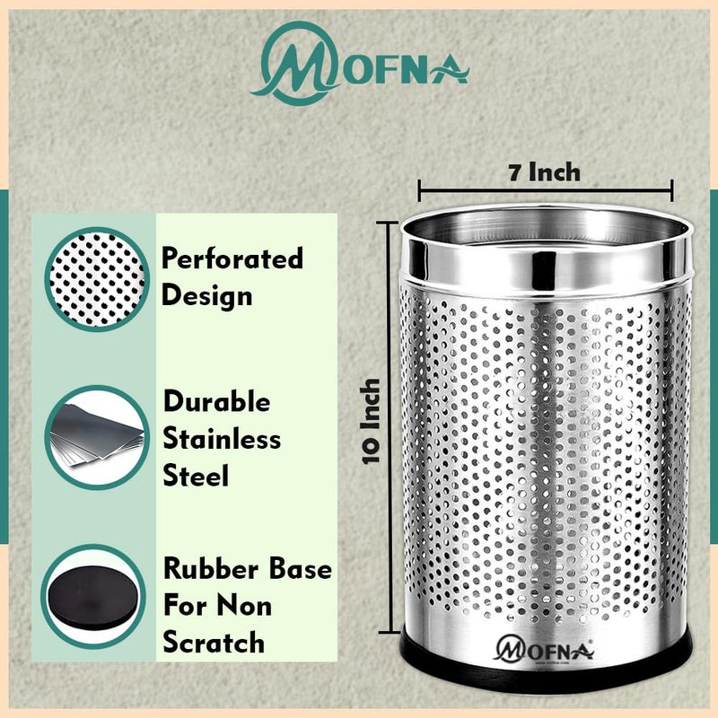 mofna Mofna Stainless Steel Perforated Type Dustbin 7x10 Inch 5 Liter Pack of 3 Pcs Trash can Garbage Bin Paper Bin  - Image 2
