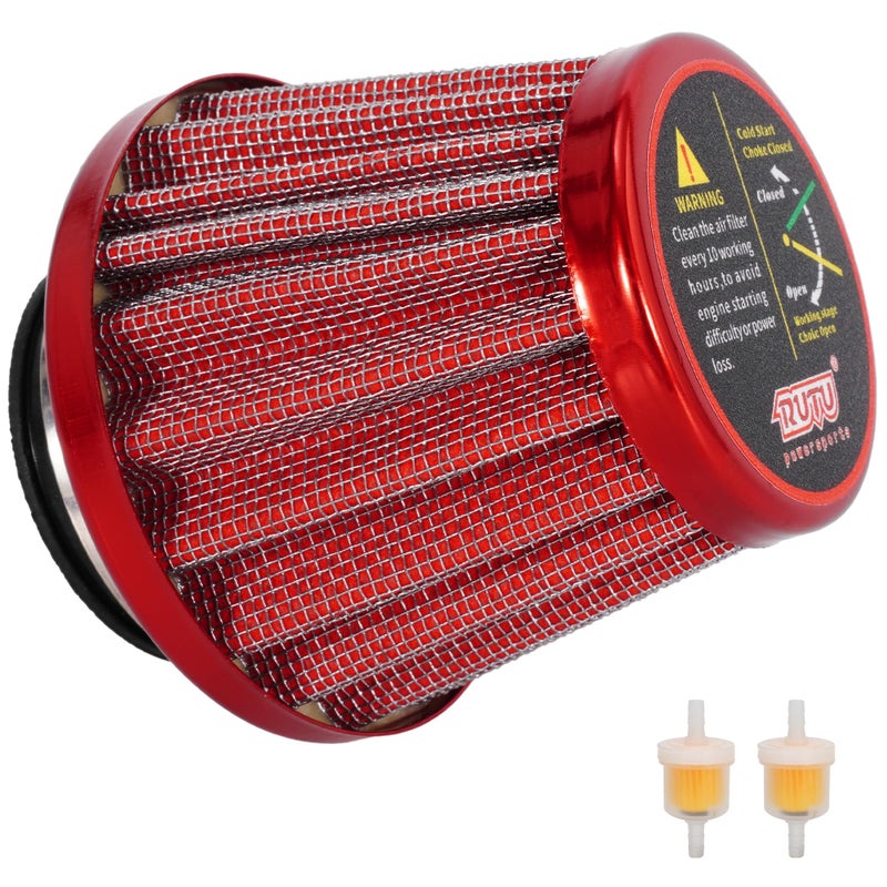 RUTU 38mm Air Filter For 50cc 90cc 110cc 125cc Predator 196cc 200cc 212cc SSR110 125 GX160 GX200 PW80 PW50 CT200U CT200UEX TTR90 125 KLX110 KT196 MB200 MB165 Moped Scooter Motorcycle Air Filter Red - Image 3