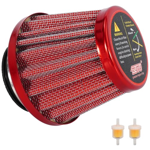 RUTU 38mm Air Filter For 50cc 90cc 110cc 125cc Predator 196cc 200cc 212cc SSR110 125 GX160 GX200 PW80 PW50 CT200U CT200UEX TTR90 125 KLX110 KT196 MB200 MB165 Moped Scooter Motorcycle Air Filter Red - Image 1