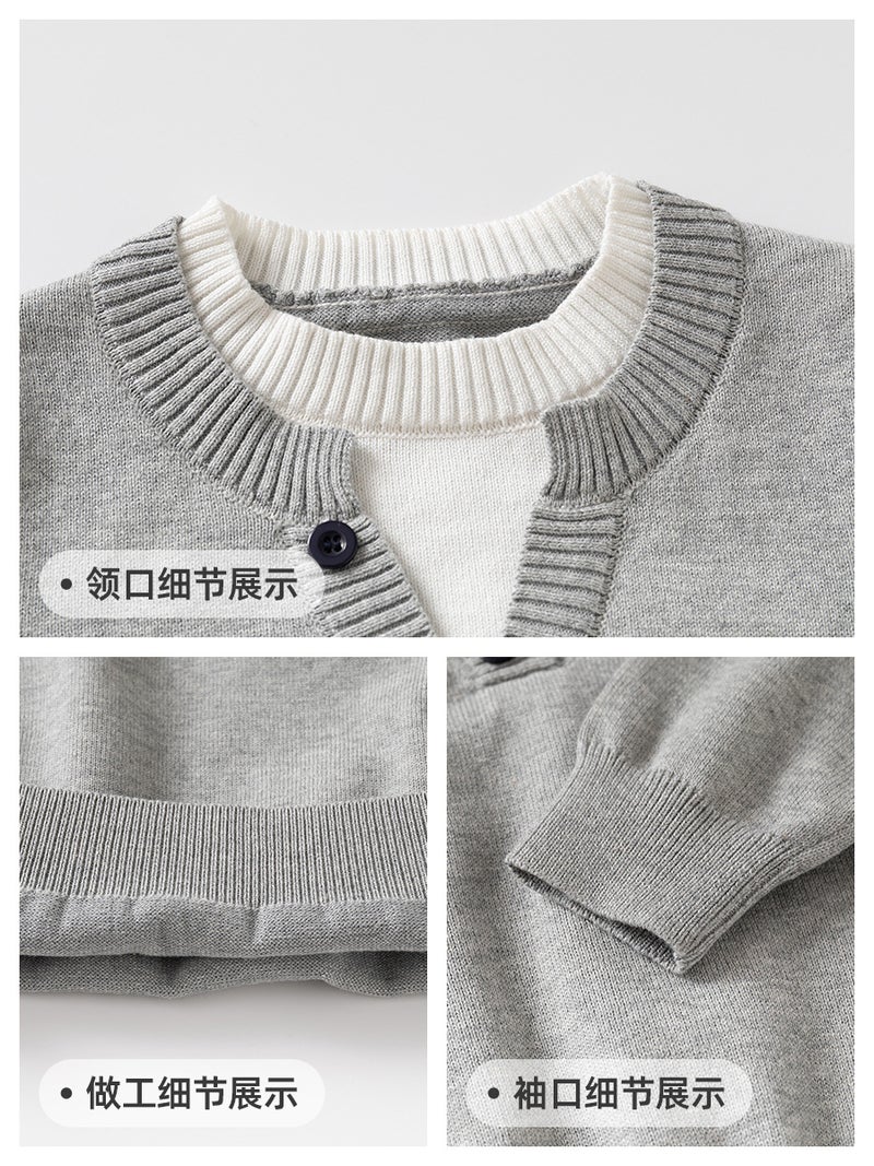 Children'S Faux Two-Piece Sweater, Spring Thin Style, Stylish And Warm Top, 2026 New Model, Baby Knit Base Shirt - Image 5