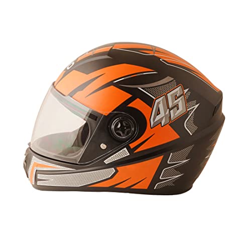 Sage Square ISI Certified ABS Clear Visor, High Standard Safety, Enhanced Design, Extra Comfort, Enhanced Design Proud 45 Full Face Graphic Helmet (Small, Black Matte - Orange) - Image 3