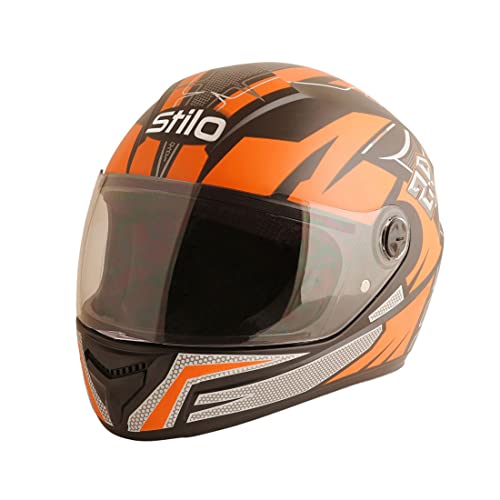 Sage Square ISI Certified ABS Clear Visor, High Standard Safety, Enhanced Design, Extra Comfort, Enhanced Design Proud 45 Full Face Graphic Helmet (Small, Black Matte - Orange) - Image 4