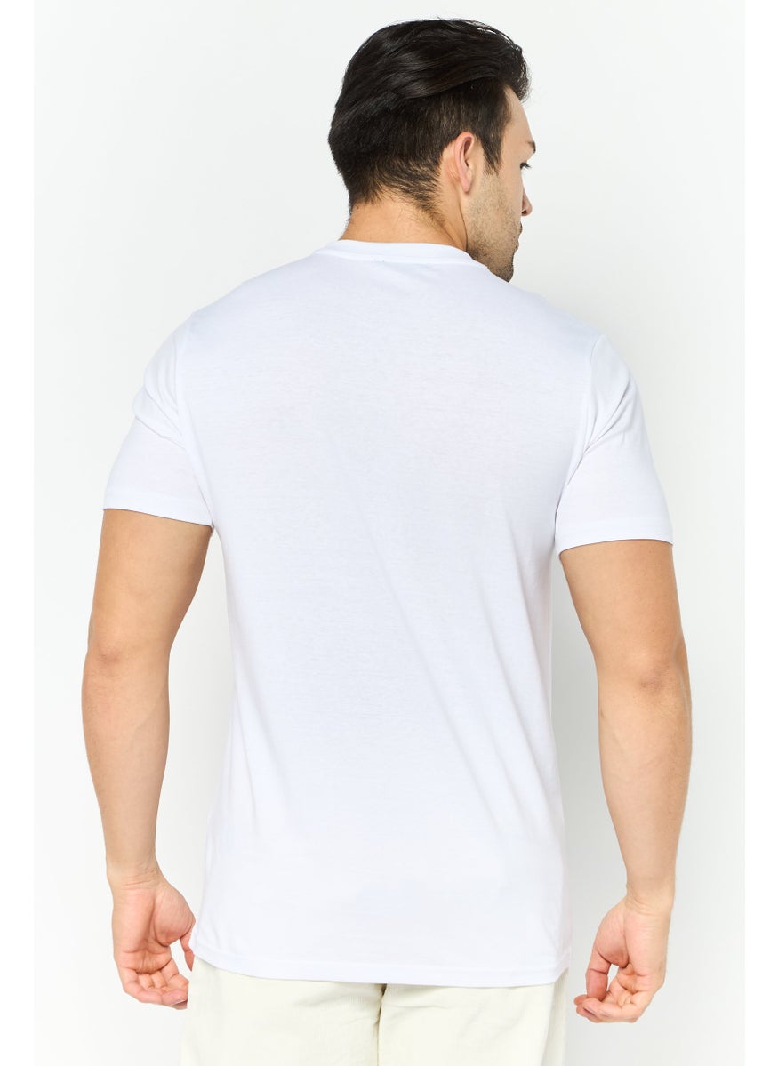 Cavalli Class Men Round Neck Short Sleeve Graphic Print T-Shirt, White  - Image 4