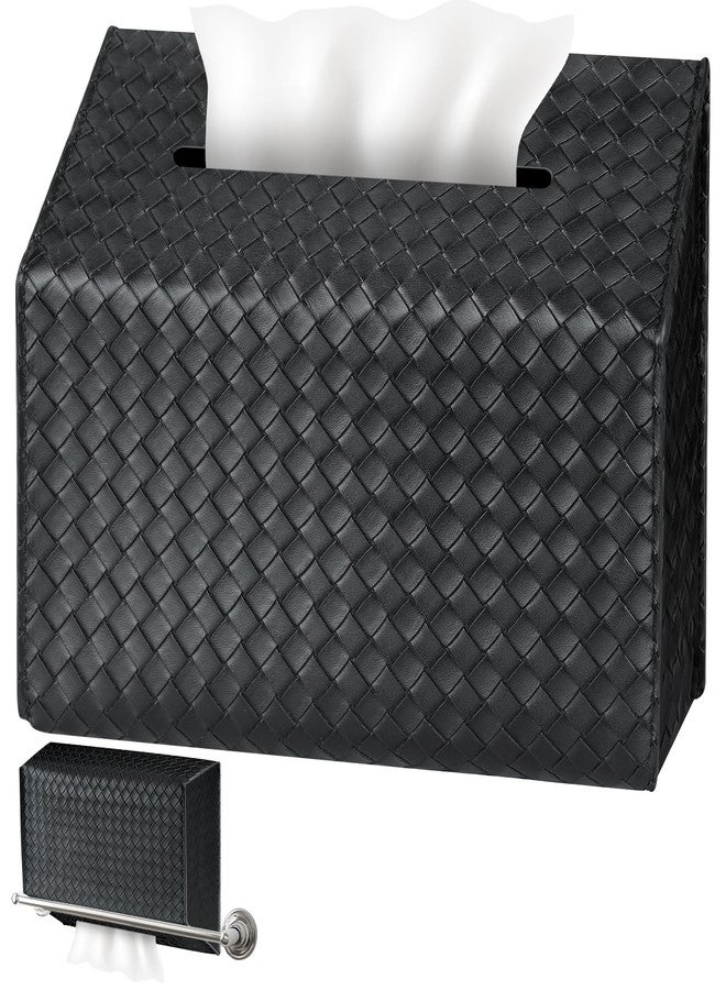 NiHome PU Leather Tissue Box Cover for Kleenex Hand Towels, Versatile for Countertops and Towel Racks, Leather Enhances Home Decor, Easy to Use with Exquisite Edging Craftsmanship (Black) - Image 1