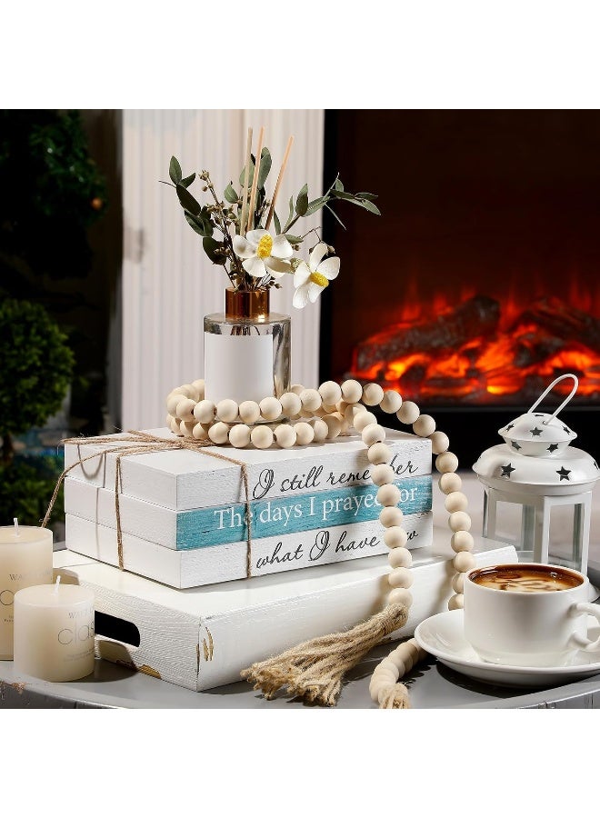 Jetec Jetec 3 Pcs Decorative Books for Home Decor White Faux Books Decoration Farmhouse Stacked Display Books with Wood Bead Tassels for Coffee Tables, 58 Inch (I Still Remember)  - Image 3