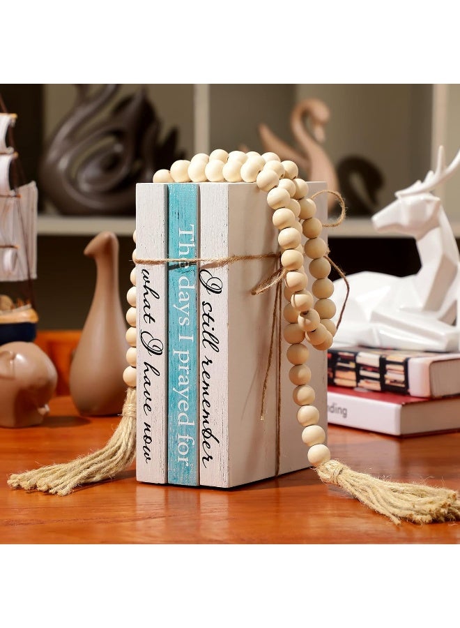 Jetec Jetec 3 Pcs Decorative Books for Home Decor White Faux Books Decoration Farmhouse Stacked Display Books with Wood Bead Tassels for Coffee Tables, 58 Inch (I Still Remember)  - Image 4