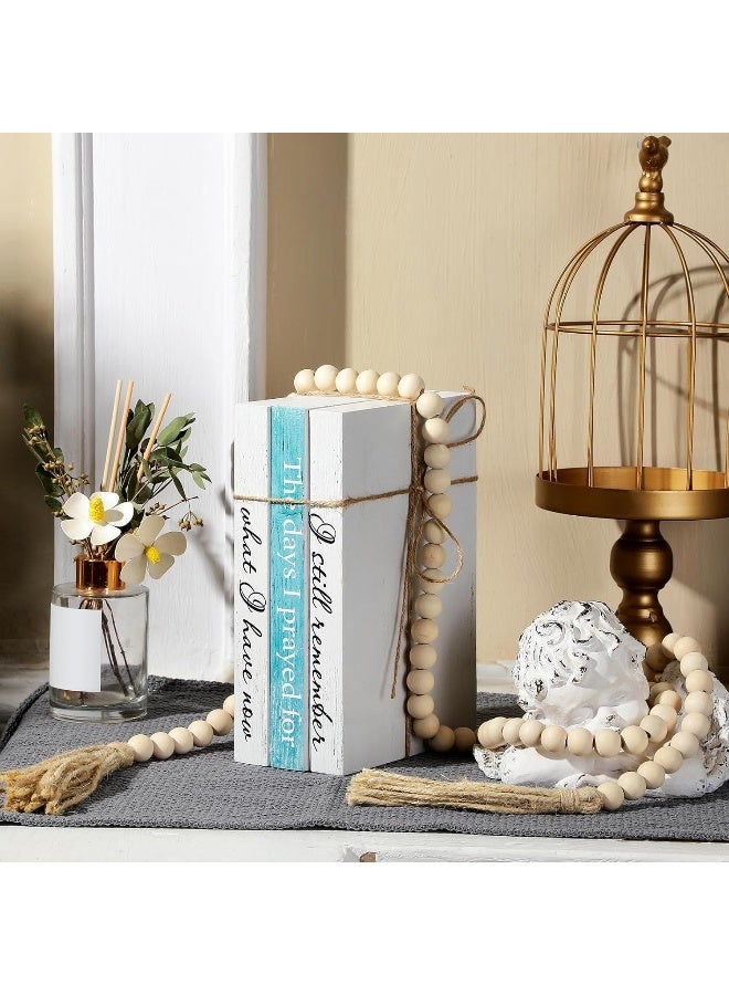 Jetec Jetec 3 Pcs Decorative Books for Home Decor White Faux Books Decoration Farmhouse Stacked Display Books with Wood Bead Tassels for Coffee Tables, 58 Inch (I Still Remember)  - Image 5
