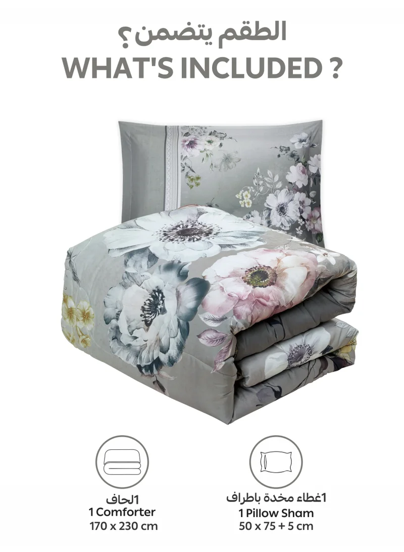 Donetella Bedding Comforter Set, twin Size 170x230 cm - 2-Pcs Digital Print Quilted Bed Set, Microfiber Fabric - 1 Comforter, 1 Pillow Shams.