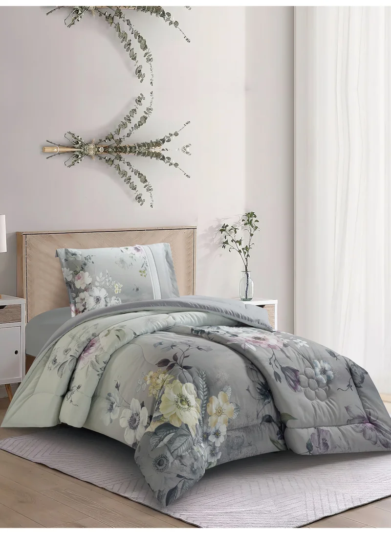 Donetella Bedding Comforter Set, twin Size 170x230 cm - 2-Pcs Digital Print Quilted Bed Set, Microfiber Fabric - 1 Comforter, 1 Pillow Shams.