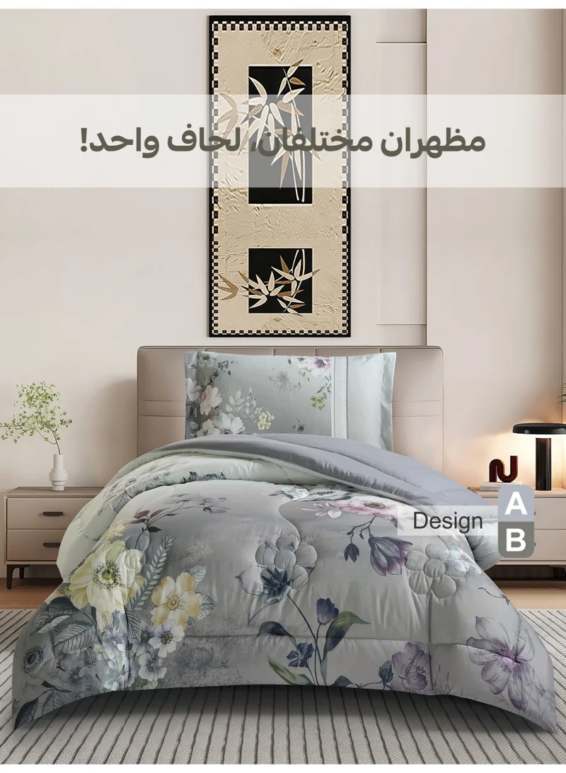 Donetella Bedding Comforter Set, twin Size 170x230 cm - 2-Pcs Digital Print Quilted Bed Set, Microfiber Fabric - 1 Comforter, 1 Pillow Shams.