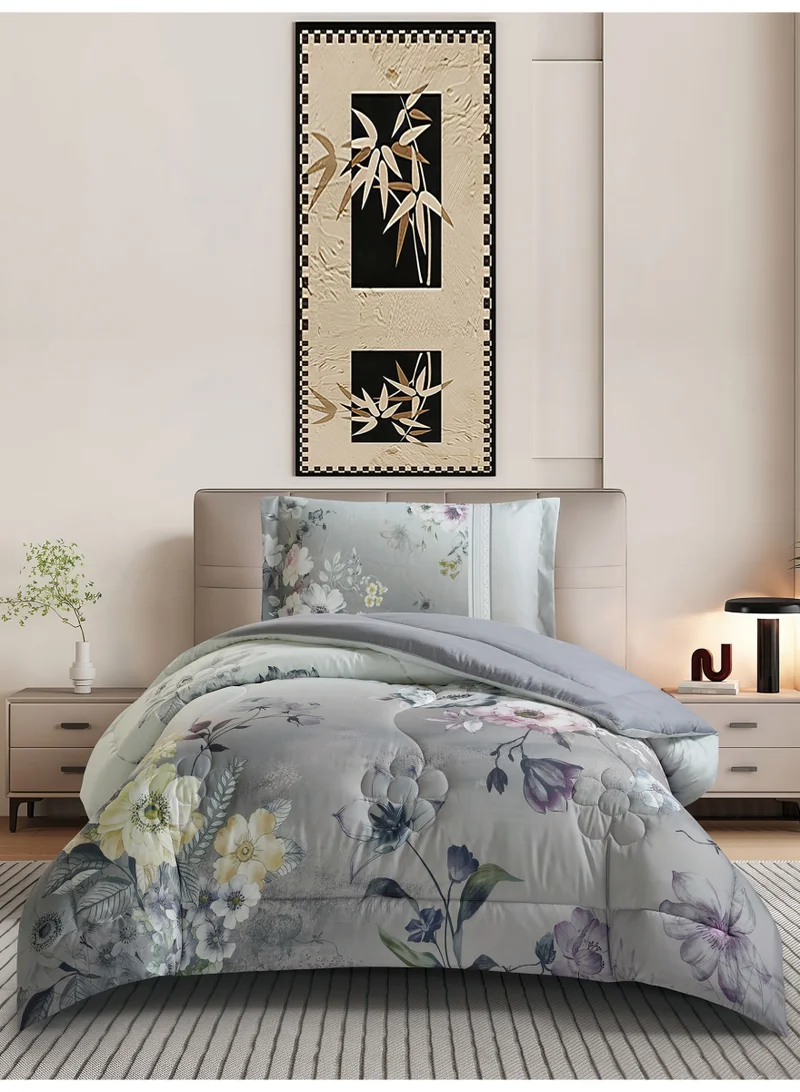 Donetella Bedding Comforter Set, twin Size 170x230 cm - 2-Pcs Digital Print Quilted Bed Set, Microfiber Fabric - 1 Comforter, 1 Pillow Shams.