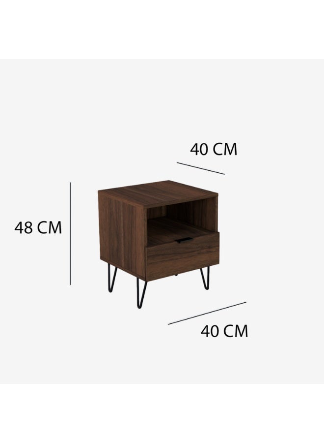 بيتي طاولة جانبية ( كمودينو ) درج ورف خشب اللون بني مقاس (48 × 40 × 40) سم - Image 4