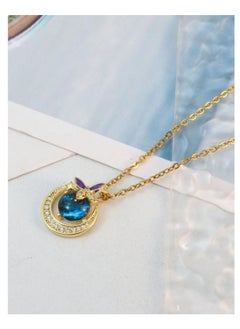 The Black Pearl Accessories Stainless Steel Necklace Gold with Zirconic Galaxy Purple Butterfly Pendant  - Image 3