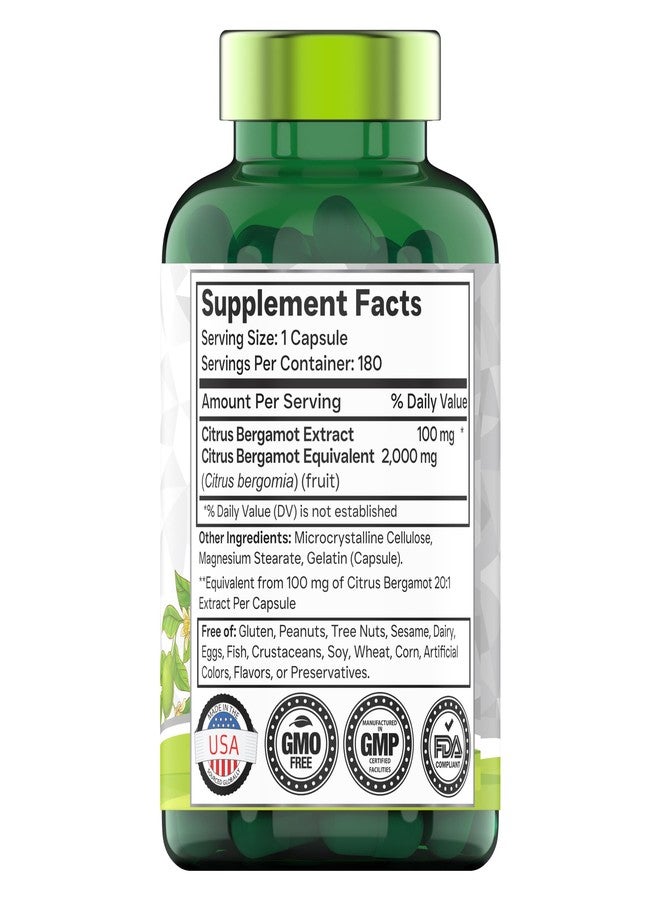 tnvitamins Citrus Bergamot 2000mg - 180 Capsules | Ultra Potent Citrus Bergamot Supplement 2000 mg Per 1 Capsule Serving | 6 Month Supply! | Non-GMO | Made in The USA! - Image 2