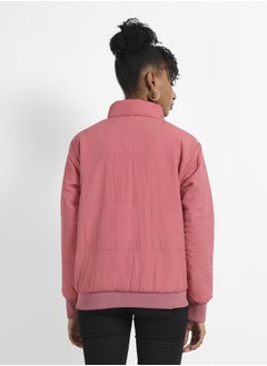 Campus Sutra Women's Blush Pink Puffer Jacket With Ribbed Hem  - Image 5