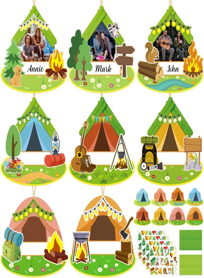 Moon Boat 32 Sets Camping Craft Wood Picture Frame Kit - DIY Camp Hanging Bulk for Summer Classroom School VBS Activities Party Favor Supplies - Image 1