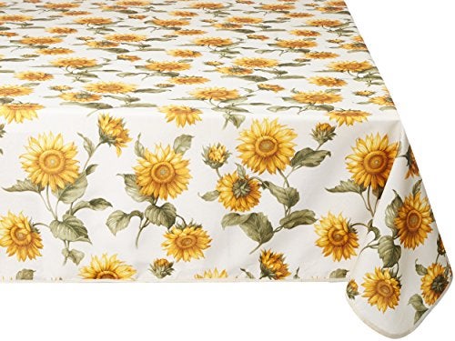 Violet Linen Classic Euro Sunflower Tablecloth with Large Sunflowers Design 60 X 102