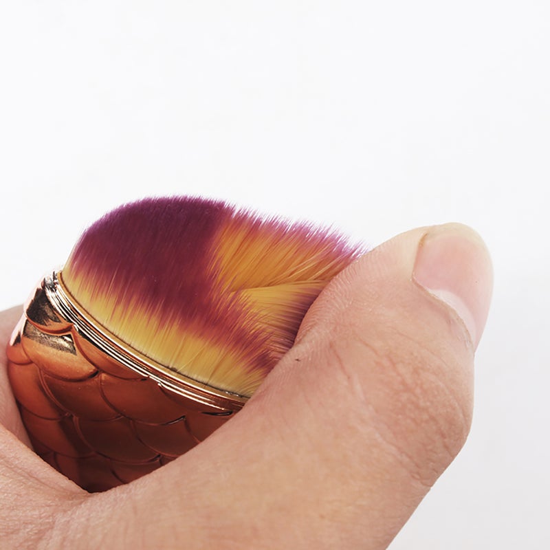 Fish Tail Nail Brush: 100% New ABS Plating Gradient Color, Fine Workmanship & Soft Artificial Fiber - Versatile Tool for Nail Dust Removal and Makeup Application - Image 5