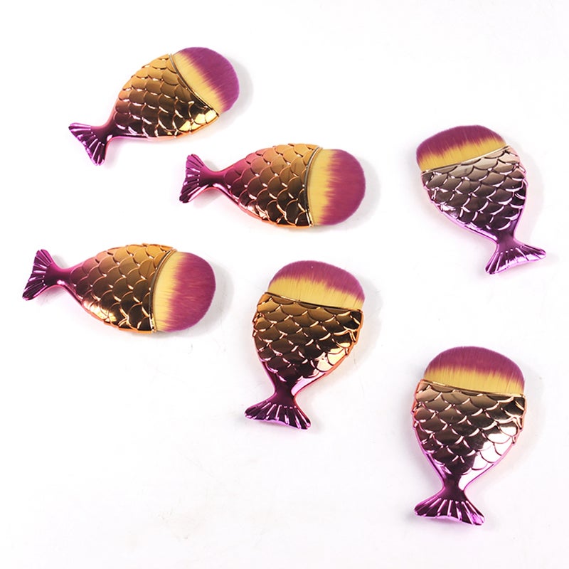 Fish Tail Nail Brush: 100% New ABS Plating Gradient Color, Fine Workmanship & Soft Artificial Fiber - Versatile Tool for Nail Dust Removal and Makeup Application - Image 2