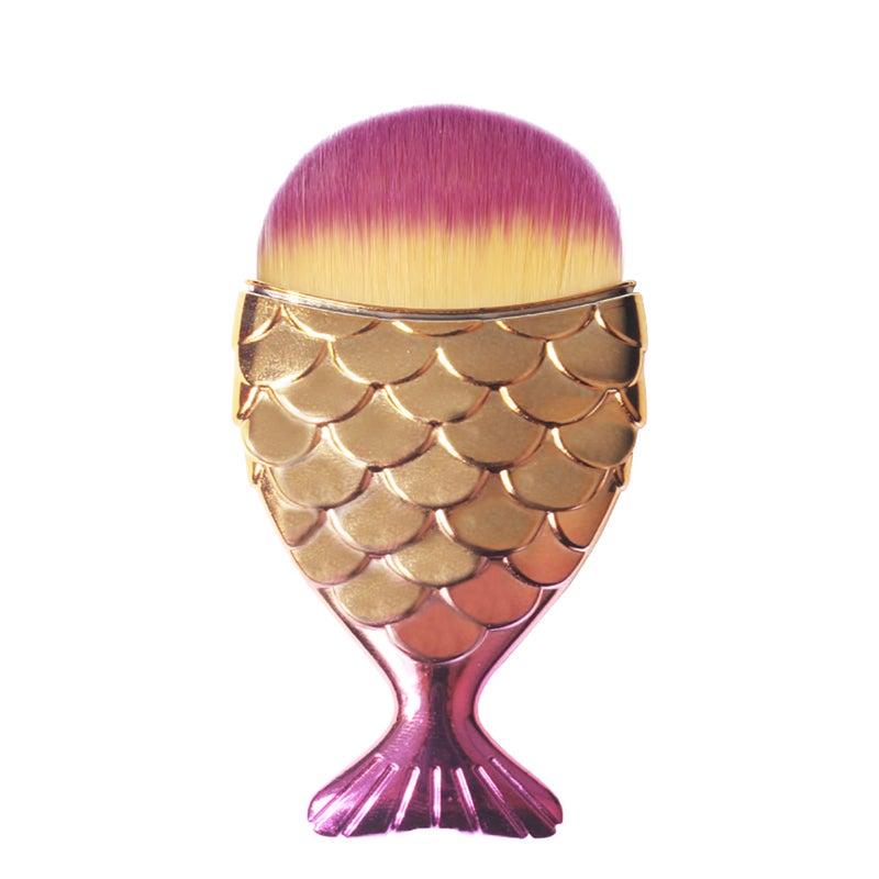 Fish Tail Nail Brush: 100% New ABS Plating Gradient Color, Fine Workmanship & Soft Artificial Fiber - Versatile Tool for Nail Dust Removal and Makeup Application - Image 1