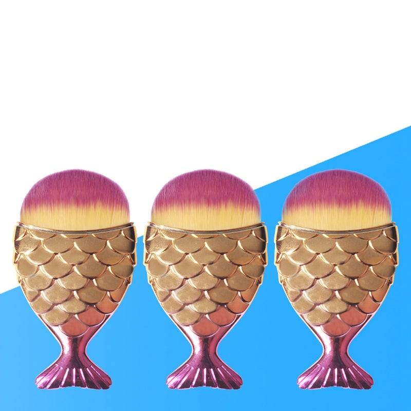 Fish Tail Nail Brush: 100% New ABS Plating Gradient Color, Fine Workmanship & Soft Artificial Fiber - Versatile Tool for Nail Dust Removal and Makeup Application - Image 3