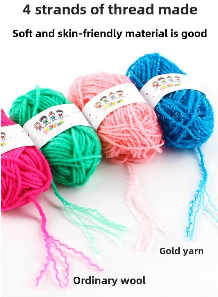 12 kinds of rainbow-colored cotton thread clusters, with golden cotton silk, each cotton thread is composed of 4 strands, which can be used to make sweaters for children or adults. - Image 4