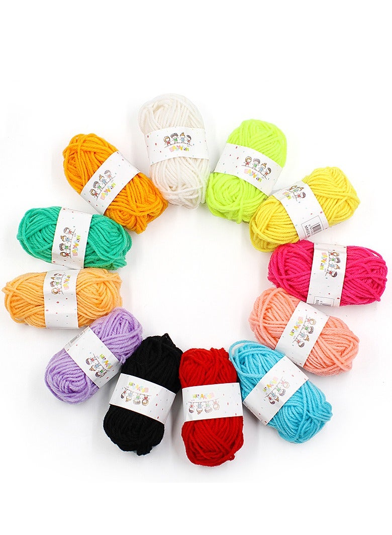 12 kinds of rainbow-colored cotton thread clusters, with golden cotton silk, each cotton thread is composed of 4 strands, which can be used to make sweaters for children or adults. - Image 1