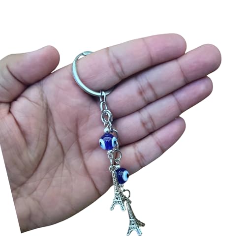 GJ Premium Turkish Evil Eye Keychain - Blue & Silver | Gender-Inclusive Design, Metal, Ideal Gift (Effel Tower, Effel Tower) - Image 2