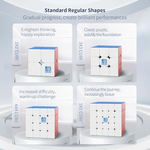 MoYu مجموعة مكعبات تعليمية مويو ميلونغ 2x2 3x3 4x4 5x5 بدون ملصقات حزمة مكعبات سرعة هدية للأطفال والبالغين 4 قطع - Image 5