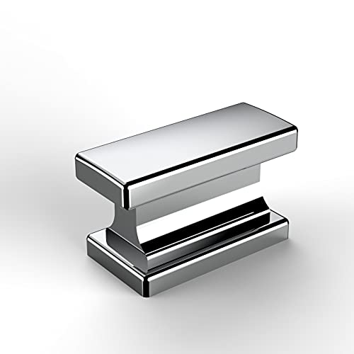 Amerdeco 10 Pack Polished Chrome Cabinet Knobs 1.46 Inch(37mm) Single Hole Cabinet Handles Rectangle Dresser Knobs Drawer Knobs and Pulls for Bathroom Cabinets - Image 1
