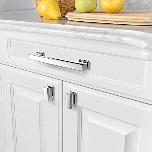 Amerdeco 10 Pack Polished Chrome Cabinet Knobs 1.46 Inch(37mm) Single Hole Cabinet Handles Rectangle Dresser Knobs Drawer Knobs and Pulls for Bathroom Cabinets - Image 4