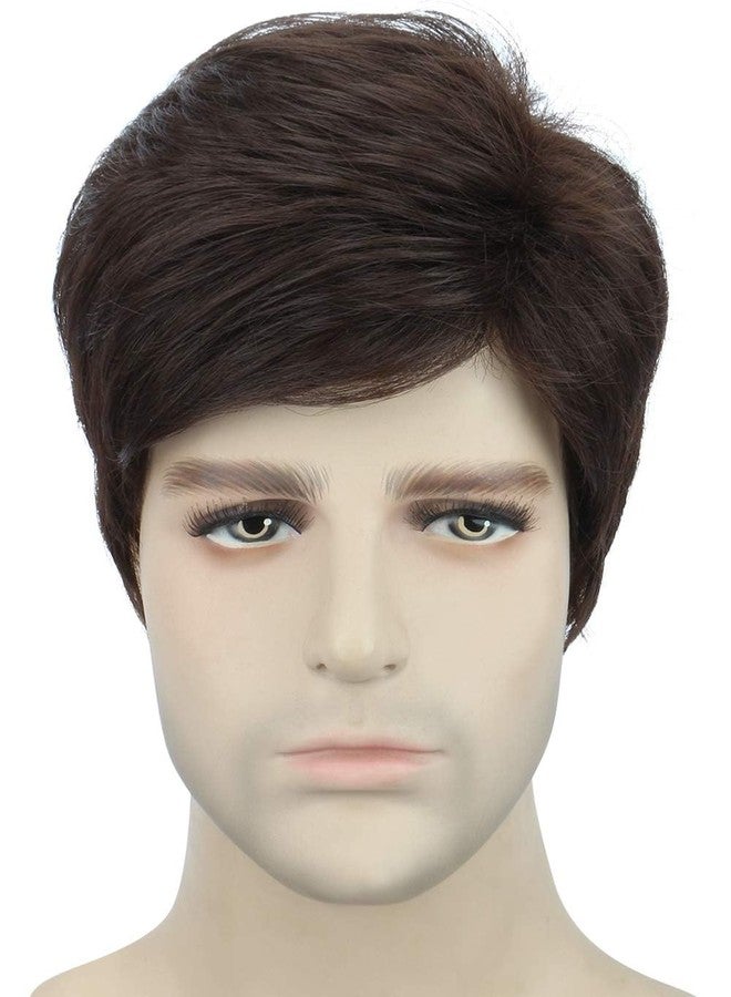 ASSU Men’s Brown Layered Straight Wig | Natural-Looking Synthetic Hair | Stylish Short Capless Full Head Wig for Boys & Gents - Image 5