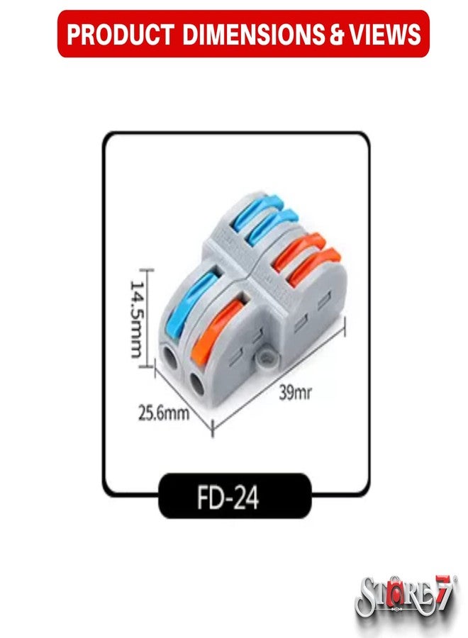STORE77 5Pcs Compact Lever Wire Nut Connector (2 in 4 Out), Splicing Wire Connector Push-in Conductor Terminal Block, Electrical Connector for Multiple Types 28-12 AWG - Image 5