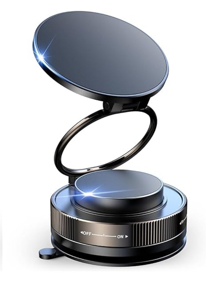 Magnetic Car Phone Holder Foldable 360 Degree Rotating Mobile Mount with Strong Adhesive Base, Compact Stable Smartphone Holder for Android and iPhone Safe Driving Use - Image 1