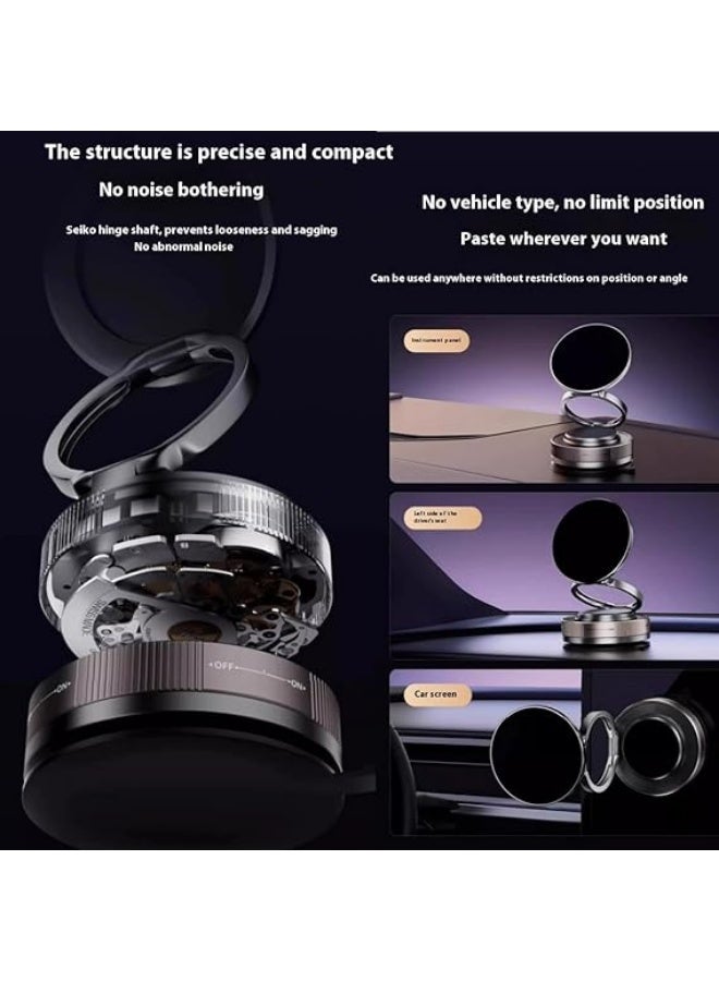 Magnetic Car Phone Holder Foldable 360 Degree Rotating Mobile Mount with Strong Adhesive Base, Compact Stable Smartphone Holder for Android and iPhone Safe Driving Use - Image 2