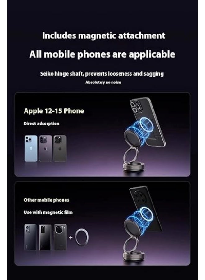 Magnetic Car Phone Holder Foldable 360 Degree Rotating Mobile Mount with Strong Adhesive Base, Compact Stable Smartphone Holder for Android and iPhone Safe Driving Use - Image 3