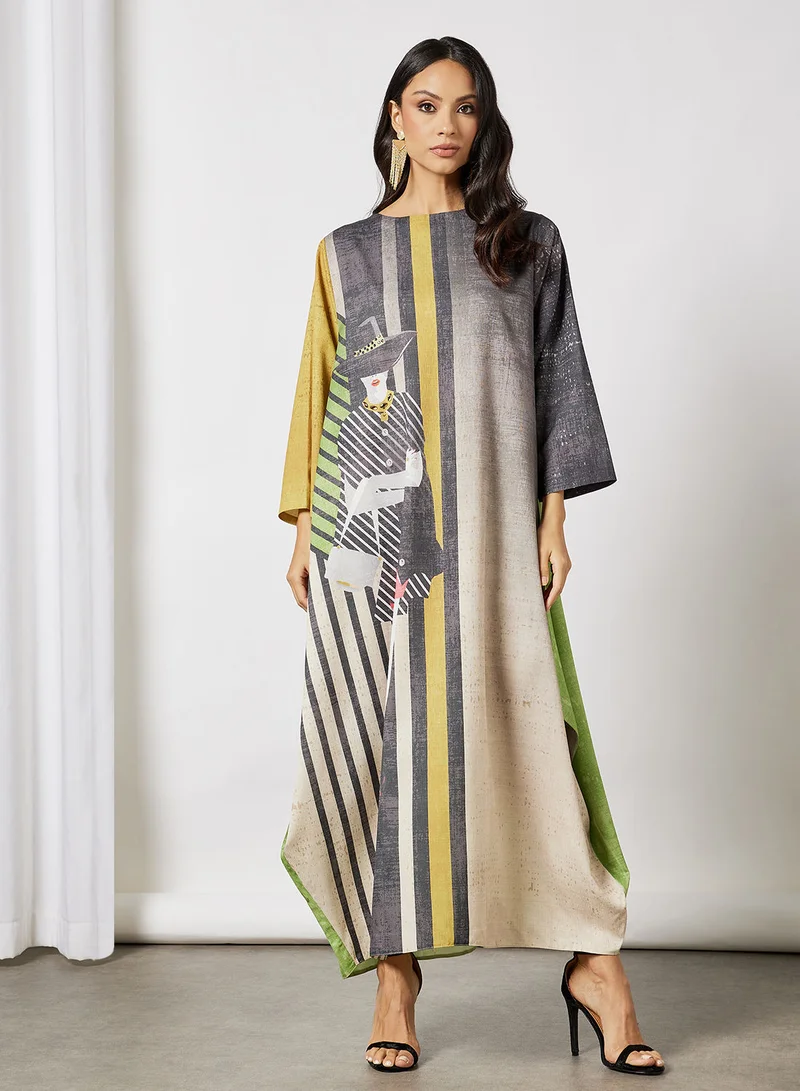 Thouq Printed Oversized Jalabiya