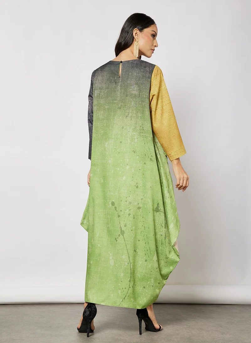 Thouq Printed Oversized Jalabiya
