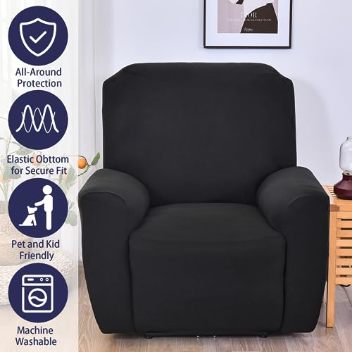 Iauddy Recliner Slipcover-Stretch Soft Slip Reclining Chair Slipcovers 4 -Pieces Furniture Protector for Recliner with Pocket Fitted Sofa Couch Cover Lazy Boy Chair Cover - Image 3
