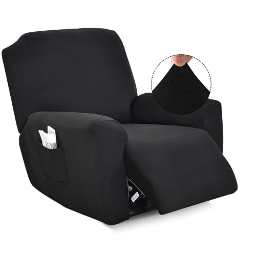 Iauddy Recliner Slipcover-Stretch Soft Slip Reclining Chair Slipcovers 4 -Pieces Furniture Protector for Recliner with Pocket Fitted Sofa Couch Cover Lazy Boy Chair Cover - Image 1