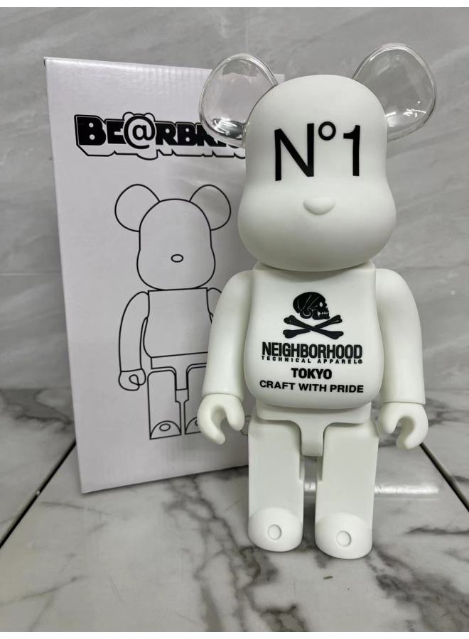 Hundred Bearbricck Vinyl Violence Bear Ornaments Building Blocks Bear Fluid Bear Toy Hand Doll 400%-Color:N1 White  - Image 1
